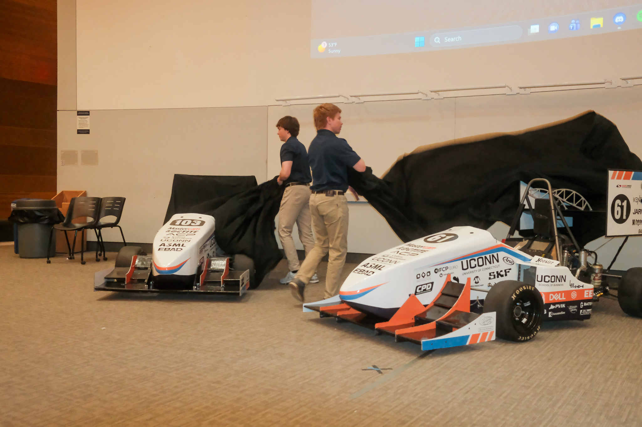 UConn Formula SAE cars on track